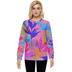 Pink And Blue Floral Hidden Pocket Sweatshirt