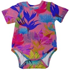 Pink And Blue Floral Baby Short Sleeve Bodysuit by Sparkle