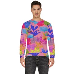 Pink And Blue Floral Men s Fleece Sweatshirt