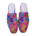 Pink And Blue Floral Women s Classic Backless Heels View1