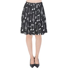 Chalk Music Notes Signs Seamless Pattern Velvet High Waist Skirt by Ravend