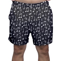 Chalk Music Notes Signs Seamless Pattern Men s Shorts by Ravend