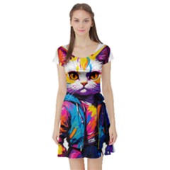 Wild cat Short Sleeve Skater Dress