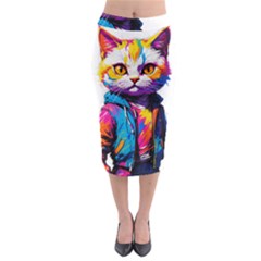 Wild cat Midi Pencil Skirt