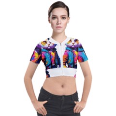 Wild cat Short Sleeve Cropped Jacket