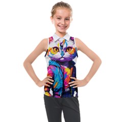 Wild cat Kids  Sleeveless Polo T-Shirt