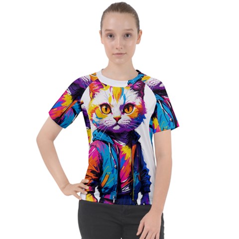 Wild Cat Women s Sport Raglan T-shirt by Sosodesigns19