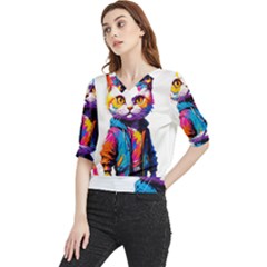 Wild cat Quarter Sleeve Blouse