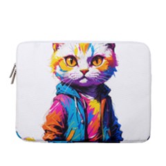 Wild Cat 13  Vertical Laptop Sleeve Case With Pocket by Sosodesigns19