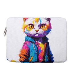 Wild Cat 14  Vertical Laptop Sleeve Case With Pocket