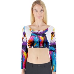 Wild Cat Long Sleeve Crop Top by Sosodesigns19