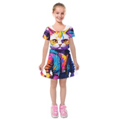 Wild Cat Kids  Short Sleeve Velvet Dress