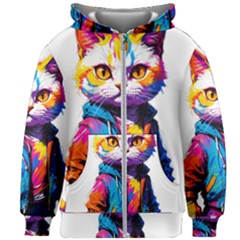 Wild Cat Kids  Zipper Hoodie Without Drawstring by Sosodesigns19