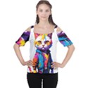 Wild cat Cutout Shoulder T-Shirt View1