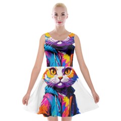 Wild Cat Velvet Skater Dress by Sosodesigns19