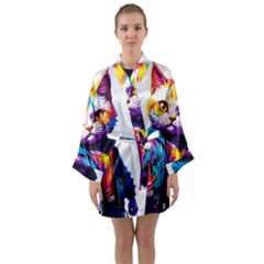 Wild Cat Long Sleeve Satin Kimono by Sosodesigns19