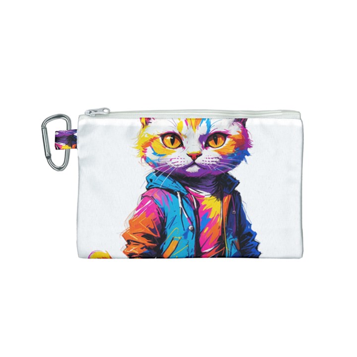 Wild cat Canvas Cosmetic Bag (Small)