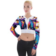 Wild Cat Long Sleeve Cropped Velvet Jacket by Sosodesigns19