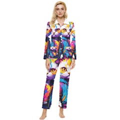 Wild Cat Womens  Long Sleeve Velvet Pocket Pajamas Set by Sosodesigns19