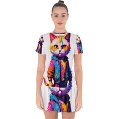 Wild Cat Drop Hem Mini Chiffon Dress by Sosodesigns19