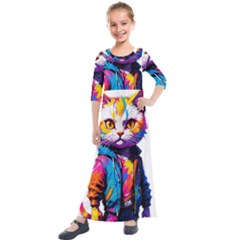 Wild Cat Kids  Quarter Sleeve Maxi Dress by Sosodesigns19