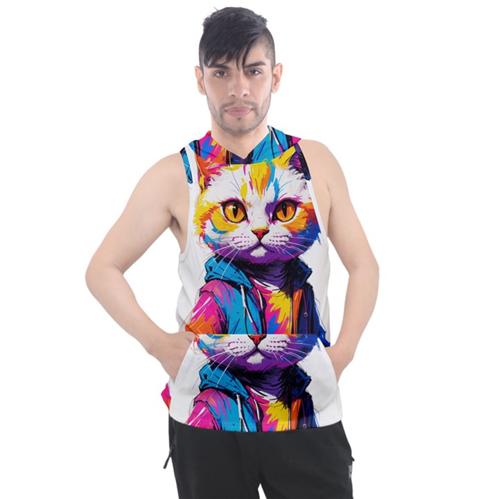 Wild cat Men s Sleeveless Hoodie