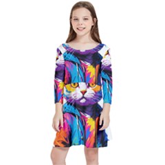 Wild Cat Kids  Quarter Sleeve Skater Dress by Sosodesigns19