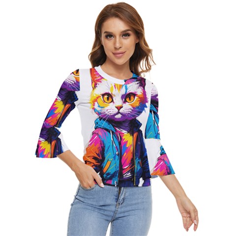 Wild Cat Bell Sleeve Top by Sosodesigns19