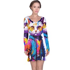 Wild Cat Long Sleeve Nightdress by Sosodesigns19