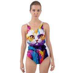 Wild Cat Cut-out Back One Piece Swimsuit by Sosodesigns19