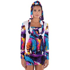 Wild Cat Long Sleeve Hooded T-shirt by Sosodesigns19