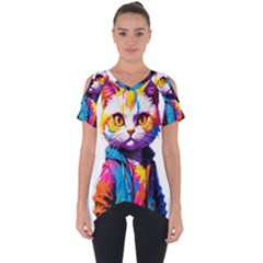 Wild Cat Cut Out Side Drop T-shirt by Sosodesigns19