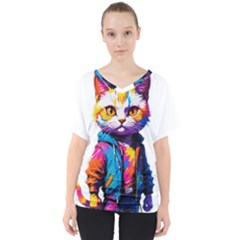 Wild Cat V-neck Dolman Drape Top