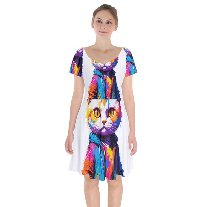 Wild cat Short Sleeve Bardot Dress