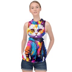 Wild Cat High Neck Satin Top by Sosodesigns19