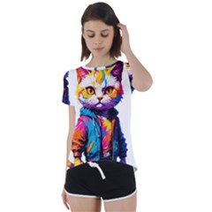 Wild Cat Short Sleeve Open Back T-shirt by Sosodesigns19