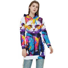 Wild Cat Women s Long Oversized Pullover Hoodie by Sosodesigns19