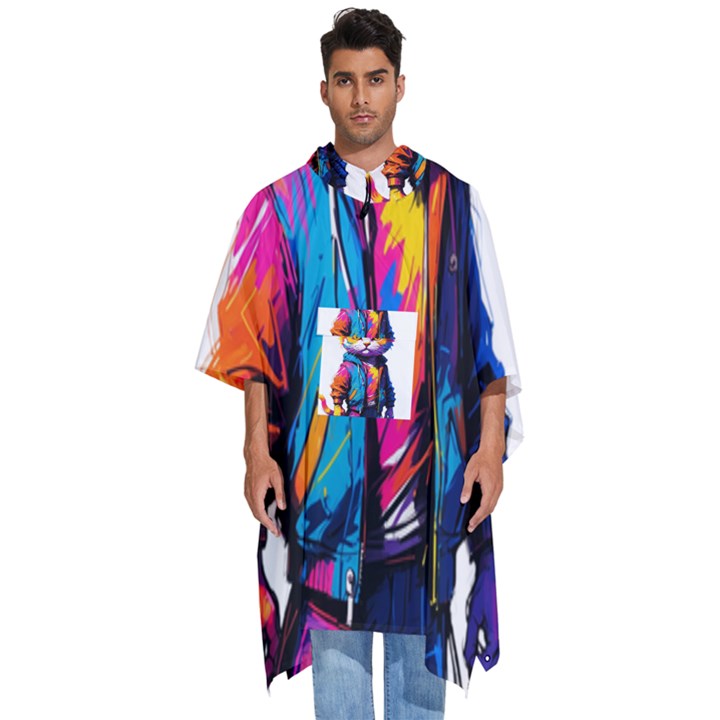 Wild cat Men s Hooded Rain Ponchos