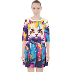 Wild Cat Quarter Sleeve Pocket Dress by Sosodesigns19