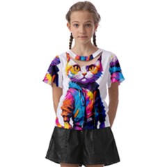 Wild Cat Kids  Front Cut T-shirt by Sosodesigns19