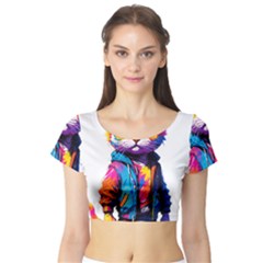 Wild Cat Short Sleeve Crop Top by Sosodesigns19