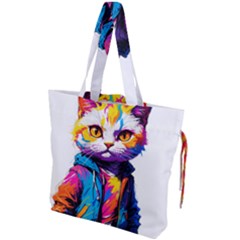 Wild Cat Drawstring Tote Bag by Sosodesigns19