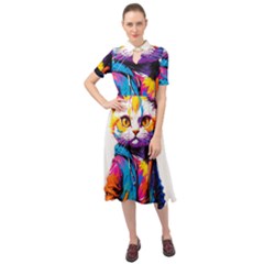 Wild Cat Keyhole Neckline Chiffon Dress by Sosodesigns19