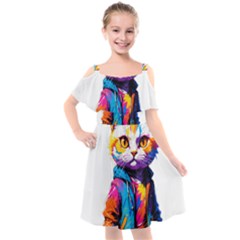 Wild Cat Kids  Cut Out Shoulders Chiffon Dress by Sosodesigns19