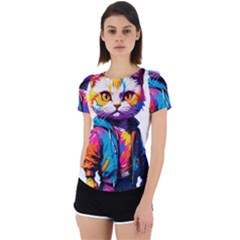 Wild Cat Back Cut Out Sport T-shirt by Sosodesigns19