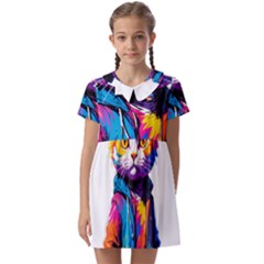 Wild Cat Kids  Asymmetric Collar Dress by Sosodesigns19