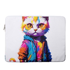 Wild Cat 15  Vertical Laptop Sleeve Case With Pocket by Sosodesigns19