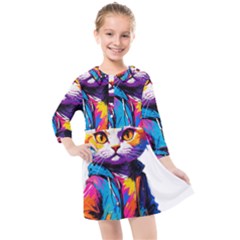 Wild Cat Kids  Quarter Sleeve Shirt Dress by Sosodesigns19