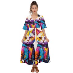 Wild Cat Kimono Sleeve Boho Dress