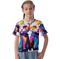 Wild Cat Kids  Cuff Sleeve Scrunch Bottom T-shirt